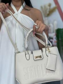 Luxury Women's Handbag With Removable Crossbody Strap And Key Ring Card Holder - 米色 - 查看 3