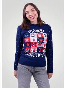 Suéter Navideño Unisex Color Azul Marino - Azul - Ver 1
