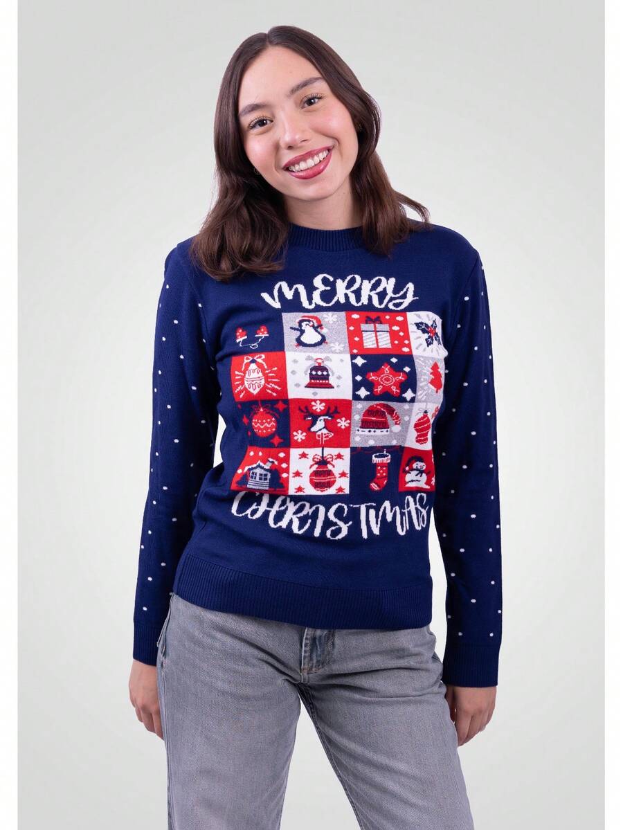 Suéter Navideño Unisex Color Azul Marino - Azul - Ver 1