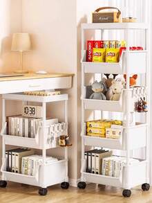 Prateleira de canto portátil, estante móvel, prateleira com rodinhas de vários níveis, estante móvel para brinquedos e livros, organizador familiar para artigos de papelaria, ideal para banheiro, sala de estar, quarto e outros cantos, embaixo da mesa e em outras superfícies, uma solução prática para armazenamento e organização. - Multicolorido - Ver 4