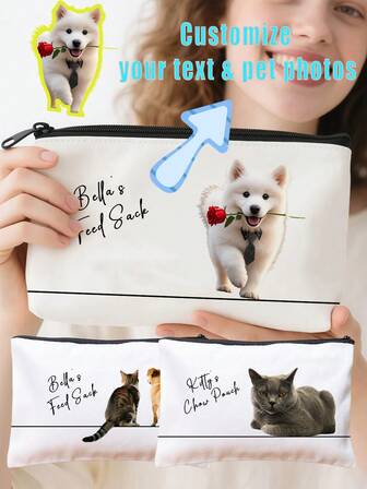 Custom Pets Canvas Storage Bag - Non-Waterproof Pouch With Funny Words, Unisex Travel Organizer Makeup Organizer Makeup Storage Bag Mini Pouch Travel Small Makeup Case Accessories Make Up Holder Brush Bag Make Up Container Cosmetic Bag Travel Essentials Ladies Accessories Travelling Stuff Makeup Bag School Supplies Make Up Bag Holiday Essentials Makeup Bags Makeup Pouch