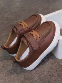 1 Pair Unisex Children Canvas Sneakers, Student Casual Shoes, Holiday Outdoor Sports Shoes, Non-Slip Wear-Resistant Running Shoes, PU Leather Comfortable Campus Shoes, Spring/Autumn