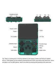 R36S Open Source Retro Classic Handheld Game Console, 3.5" High Definition IPS Screen, Linux System, 64GB Built-In Memory, 16000+ Games, Supports Multiple Emulators, Portable Handheld Game Player - Multicolor - View 9