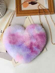 Plush Heart-Shaped Coin Purse, Soft Handbag, Ladies' Small Shoulder Bag With Metal Chain, Perfect Funny & Novelty Gift, Best Autumn Wallet, Ideal Valentine's Day Gift, Heart-Shaped Wallet Matches Valentine's Day Dress Perfectly - Multicolor - View 9