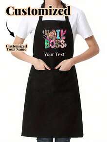 1pc Custom Fashion Nail Polish Printed Apron,For Home Cooking Baking BBQ DIY Use,Dad Father Men Women Custom Name Logo,Chef Cooking Kitchen Apron,Personalized Kitchen Apron,Custom Logo Name Chef Cooking Apron Perfect For Mom Husband Girlfriend Boyfriend Father's Day,Mother's Day,Birthday Anniversary Graduation Wedding Love Unique,Home Harmony