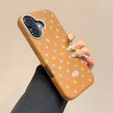 Full Screen Colorful Polka Dot Case for  14/13 Pro Max/12 Pro/Soft Case 11/XR/XS Max/XS/7/8 Plus Shockproof 15/16 Pro Leather Texture Phone Case - Schwarz - Übersicht 3