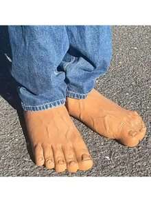 1双趣味巨型脚趾拖鞋，恶作剧逼真大脚鞋，适合赤脚穿着，绿色巨型脚拖鞋（适合鞋码38-41），角色扮演巨型脚道具，凉鞋，沙滩鞋 - 彩色 - 查看 11