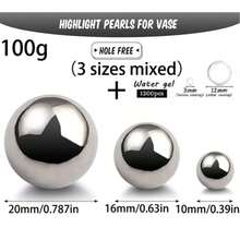 100g Relleno de perlas flotantes artificiales, para decoración de jarrones, decoración de velas flotantes, decoración del centro del hogar, soporte para brochas de maquillaje, adecuado para bodas DIY, cumpleaños, fiestas temáticas, decoración de Halloween y decoración central navideña, 10mm, 16mm, 20mm (incluye perlas de agua)