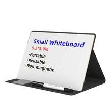 1pc Leather Desktop Whiteboard - Reusable Memo Board For Office, Home And Students, Portable Writing Notepad For Work, Study, Drawing, Daily Notes, With 3 Adjustable Stands (Includes 1 Whiteboard Marker And 1 Eraser Cloth), Suitable For Office Workers, Students, And Home Use - Multicolor - View 2
