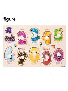 1pc Wooden Mushroom Peg Matching Board, Montessori Educational Toy For 3+ Years Old Kids - Includes Numbers, Animals, Letters, Cars, Vegetables, Fruits, Geometric Shapes, Ocean Patterns, Develops Hand-Eye Coordination & Intelligence - Mushroom Nail Matching Board - View 12