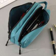 حقيبة أقلام كبيرة السعة متعددة الأغراض، حقيبة قرطاسية ذات 3 طبقات لطلاب، حقيبة تخزين