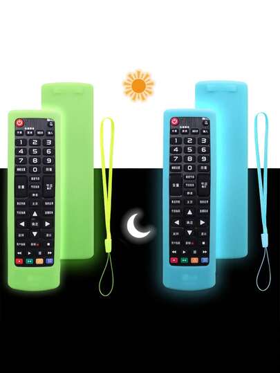1 pieza Funda protectora de silicona para control remoto de TV, antideslizante, con función de luz nocturna, disponible en múltiples colores. Cubierta antipolvo, esencial para el hogar, conveniente y práctica. (Las versiones verde y azul tienen función de luz nocturna)