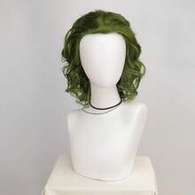 Parrucca verde ondulata da uomo - Stile fresco e affascinante, in fibra sintetica di poliestere, ideale per travestimenti da clown, feste di Ognissanti, costumi anime - Design versatile per varie occasioni