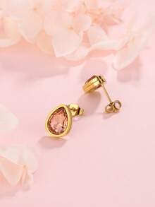 1 Pair Luxury Elegant Square Cubic Zirconia Glass Stainless Steel Earrings, Suitable For Women To Wear To Parties, Vacations Or As Valentine's Day Gift Valentines,Mom,Mother,Mother's Day,Gift