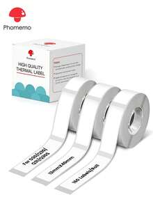 Nhãn nhiệt tự dính Phomemo D30, 12 x 40 mm (0,47 x 1,57 inch), 160 nhãn/cuộn, Băng nhãn Phomemo D30 tương thích với máy in nhãn D30 D30S D32 D35 D50 Q30 Q30S Q31, thích hợp cho gia đình, trường học, đen trắng, 3 cuộn - trắng - Xem 9