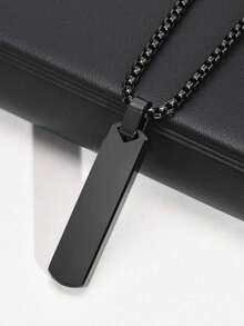 Fashionable And Popular Men Rectangle Pendant Necklace Stainless Steel For Jewelry Gift And For A Stylish Look