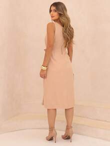 Dress With Sophisticated Fit And Front Knot Knot Knot In The Front - Nude - View 2