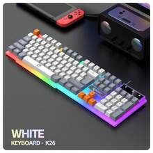 有线游戏键盘鼠标套装，彩虹LED背光，三色可选，104键，3D滚轮，1600 DPI，USB接口，符合人体工学的PC游戏设计 - 彩色 - 查看 7