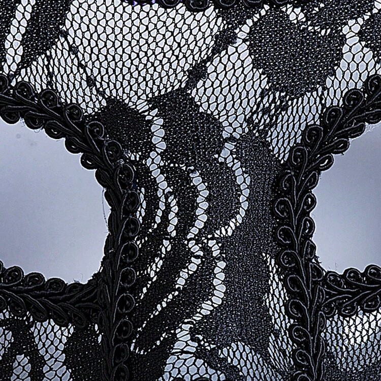 Women Masquerade Mask, Party Prom Ball Lace Mask, Back Straps Tie Half Face Mask For Halloween, Mardi Gras Party - màu đen - Xem 2