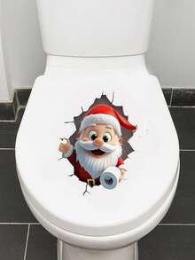 1 zestaw świątecznych dekoracji łazienkowych z Mikołajem i Łosiem - samoprzylepne, wodoodporne, zdejmowane naklejki na toaletę z PVC, odpowiednie do domu, dekoracji imprezowych, idealne na świąteczne przyjęcia, do salonu, sypialni, szafki, przedpokoju itp., uatrakcyjnij wystrój pokoju
