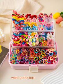 659件/套返校季发饰 - 女孩多巴胺色花朵蝴蝶结发夹、时尚简约马尾发圈和发带套装、学生礼物、日常/派对使用（颜色随机 - OPP袋包装）、发带、发箍