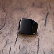 Retro Solid Polished Seal Ring - Square Men's Ring For Wholesale (Western Style) Crafted As A Classic Retro Piece, This Ring Features A Solid Construction That Exudes Durability And Substantiality-No Hollow Design, Ensuring Long-Lasting Wear And A Premium Feel. Its Entire Surface Boasts A Smooth, High-Gloss Polished Finish, Catching Light To Reveal A Sleek, Refined Shine That Elevates Its Vintage Charm Without Looking Outdated.