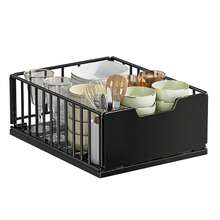 Telescopic Drawer, Extendable Drawer, Kitchen Cabinet Organizer, Kitchen Drawers With Na-No Adhesive Film And Screws, Spice Rack, Drawer Pull-Out For Kitchen Cabinets, Pull-Out Organizer, 25W X 40D X 18H Cm - 黑色 - 查看 10