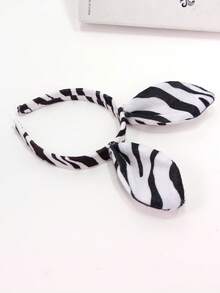 1 件斑马耳头带、节日派对服装头饰、COS 发夹、万圣节头带 - 黑與白 - 查看 2
