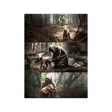 Impression sur canevas murale religieuse moderne - Affiche classique de style art déco sans cadre de Jésus et de l'agneau - Peinture à l'encre pour la décoration de la maison, du bureau, du salon, de la chambre à coucher - Œuvre d'art d'impression de lettres pour l'intérieur/extérieur - Thème de portrait d'été/printemps - 50 x 70 cm