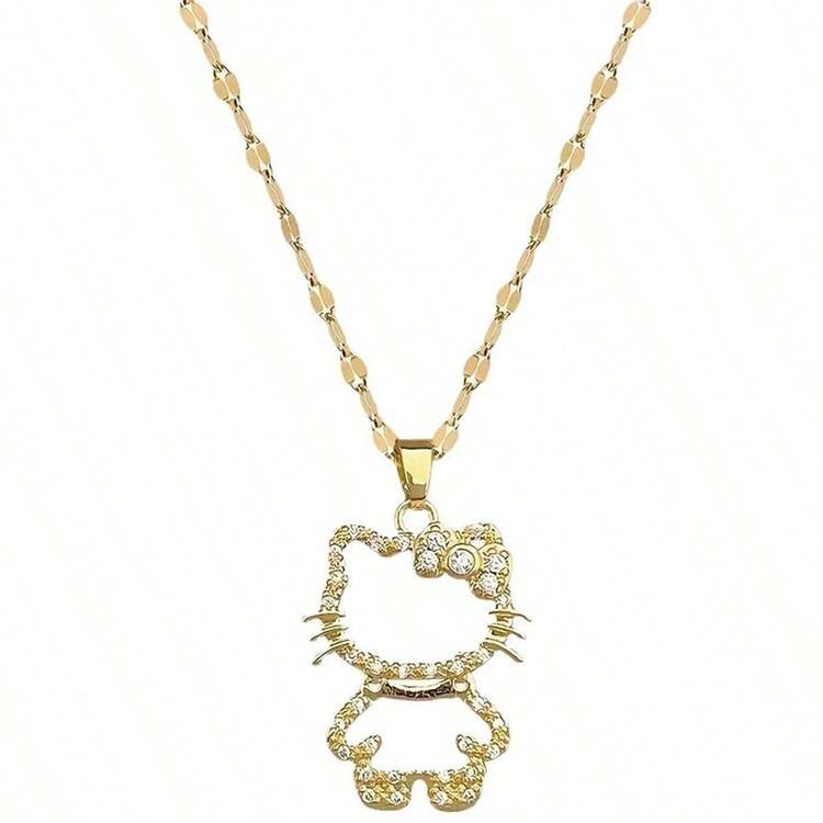 Sanrio 1件三丽鸥卡通人物Hello Kitty可爱镂空吊坠项链，适合作为女士珠宝配饰或礼物 - 彩色 - 查看 6