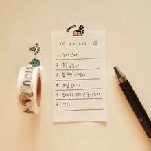 1 rolo de fita adesiva decorativa washi com estampa de gato de leite, estilo fofo desenhado à mão, adequada para scrapbooking, diário, artesanato faça você mesmo - Multicolorido - Ver 6