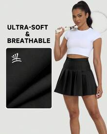 Pleated Skirts For Women Tennis Skirt With Shorts High Waisted Mini Skirt Athletic Golf Skirts Uniform Cheer Dress - Kẻ sọc xanh - Xem 10