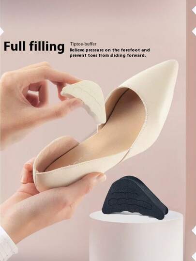 The Thickened Toe Plug Of The High Heels Has Been Greatly Modified. The Black And Beige Toe Plug Protects The Toes, Preventing Pain, Slipping And Falling Heels
