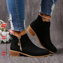 Botines de mujer de moda, punta afilada, tacón medio, cierre de cremallera, parte superior/plantilla de tela, cómodos para todas las estaciones - Adecuados para uso casual con vaqueros y vestidos, vacaciones, actividades al aire libre, viajes, botas casuales, botas de punta afilada, botas de tobillo de mujer, botas planas de mujer, botas de tacón grueso, botas anchas de mujer, calzado cómodo