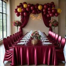 7pcs Burgundy Satin Tablecloth 58*71 Inch, Soft Tablecloth For Birthday Party, Wedding, Banquet, Gathering, Meeting, Celebration, Ceremony Decoration - Multicolor - View 5
