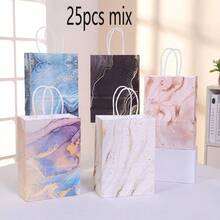 5/10/20/25/32pcs Marble Pattern Kraft Paper Gift Bags With Handles, Suitable For Wedding, Birthday, Party, Graduation, Thanksgiving And Other Holiday Occasions - Multicolor - View 9