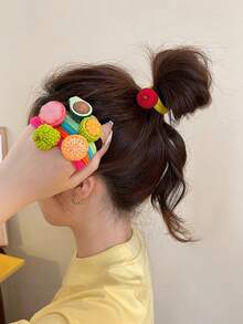 6pcs Simulated Fruit Elastic Headband, Hair Accessories Suitable For Daily Wear And Party Decoration ,Ponytail Holders ,Hair Elastics ,Hair Rubber Bands ,Scrunchies ,Hair Rope ,Elastic Hair Tie