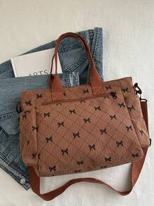 Sac fourre-tout à l'épaule minimaliste à la mode et grande capacité avec plusieurs poches, convient pour l'école, le travail, les voyages et les affaires, peut être porté en bandoulière - Tabac - Voir 6