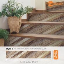 SUPSTICKER 1 rouleau (1 pièce) Autocollants pour escaliers avec motif bois clair bleu et brun clair. Décoration murale en PVC autoadhésif et amovible, avec propriétés imperméables, faciles à nettoyer et sans couture. Idéal pour les marches d'escalier, les surfaces de meubles, les sols de balcon, les sols de salle de bain et plus encore. Parfait pour la décoration de la maison et la rénovation d'espace. Plusieurs tailles disponibles.