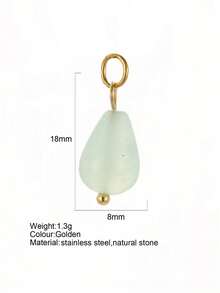 1pc Vintage Elegant Stainless Steel Natural Stone Geometric Pendant, DIY Necklace Bracelet Earring Keychain, Suitable For Christmas Gift & Daily Wear