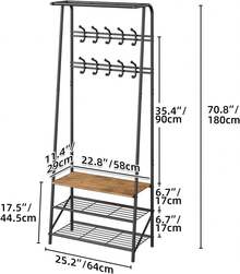 Clothing Racks - 25.2"W 2 Row Hooks Brown - View 3