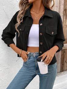 Winter And Autumn Style Korean Warm And Fashionable Coat, Denim Fabric Coat, Various Styles, Suitable For Daily Wear, Elegant Appearance. 2025 New Model - 黑色 - 查看 1