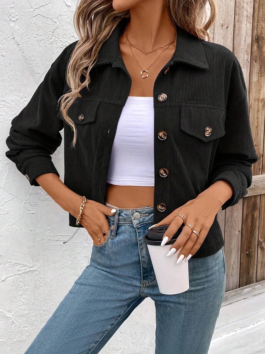 Winter And Autumn Style Korean Warm And Fashionable Coat, Denim Fabric Coat, Various Styles, Suitable For Daily Wear, Elegant Appearance. 2025 New Model - 黑色 - 查看 1