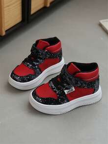 儿童高帮运动鞋，新款秋季时尚运动鞋，韩版男童休闲运动鞋，女童及婴儿白色鞋，婴幼儿运动鞋 - 酒紅色 - 查看 2