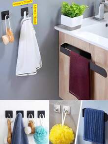 1pc/2PCS Adhesive Towel Racks For Bathroom Wall,Towel Holder,Stainless Steel Hand Towel Ring,Rack For ATowel,Matte Silver Dishcloth Holder Without Drilling,Heavy Duty Towel Hangers,Waterproof Face Washhand Towel Rail,Hooks,No-Drill Towel Bar, Bathroom Storage Organizers,Hardware Accessories,WC Accessories,Home Decor Bathroom Accessories Bathroom Tools