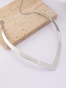1 chiếc vòng cổ choker thời trang cao cấp cá tính, phong cách cổ điển, hình học bất đối xứng - Bạc - Xem 5