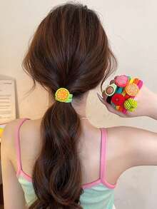 6pcs Simulated Fruit Elastic Headband, Hair Accessories Suitable For Daily Wear And Party Decoration ,Ponytail Holders ,Hair Elastics ,Hair Rubber Bands ,Scrunchies ,Hair Rope ,Elastic Hair Tie