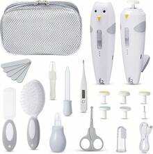 Kit de cuidado y aseo para bebés, kit de cortaúñas eléctrico recargable 26 en 1, kit de cuidado de salud para recién nacidos, kit de aseo portátil para bebés - Gris - Ver 10