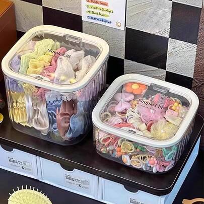 1pc Multi-Function Dust-Proof Desktop Cosmetics,Hair Accessonies Storage Box,Majeuo Box,Destop Treshcan