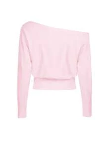 ii Asymmetric Shoulder Casual Women Sweater With Stylish Design Pink Spring - Pink - View 6